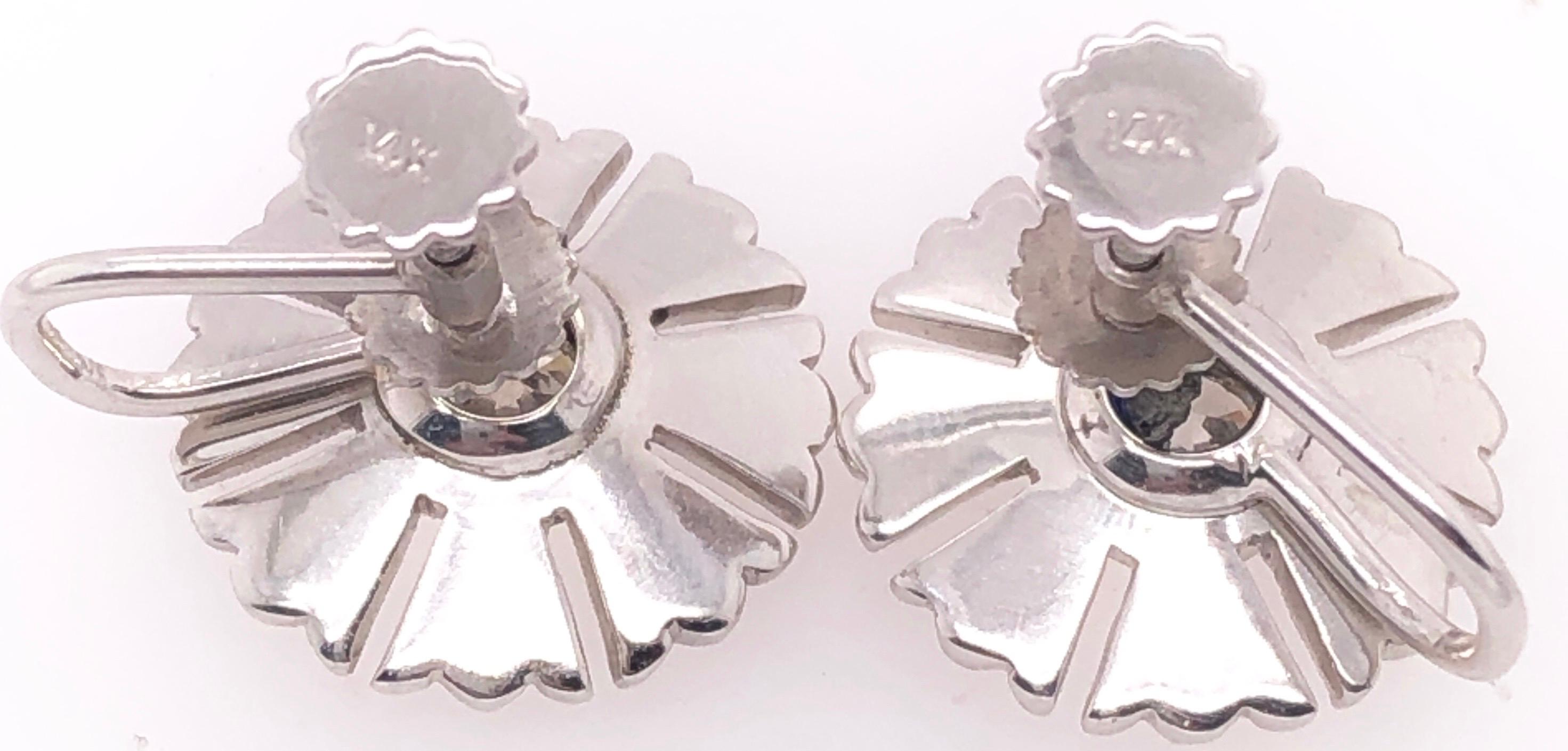 14 Karat White Gold Fashion Non Pierce Earrings with Diamonds In Good Condition For Sale In Manhasset, NY