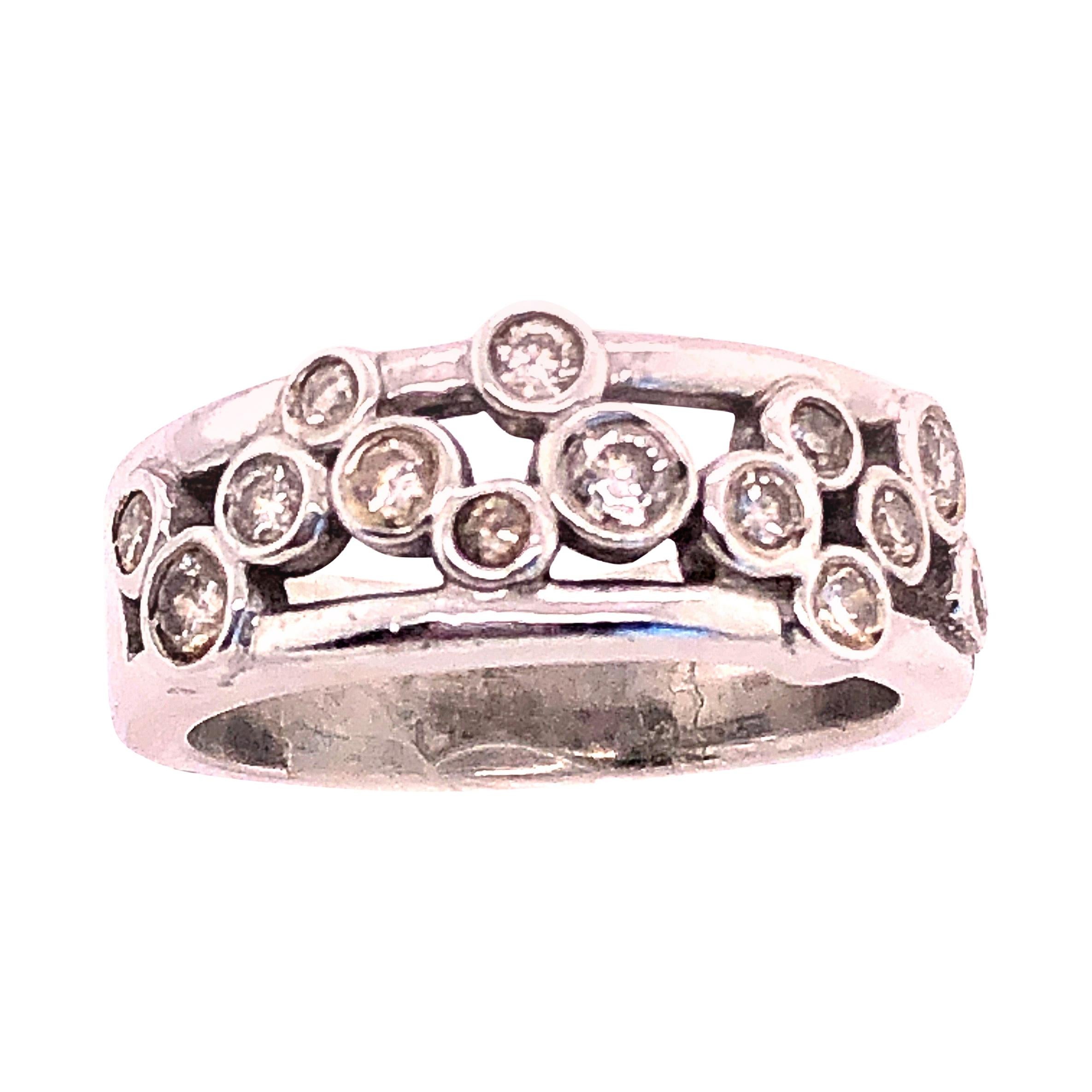 14 Karat White Gold Fashion Ring with Round Diamonds For Sale