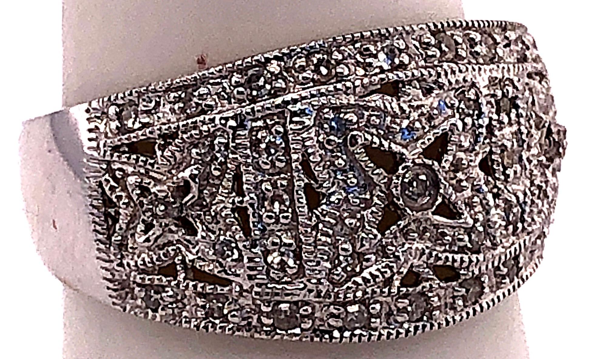 Women's or Men's 14 Karat White Gold Fashion Ring with Round Diamonds For Sale