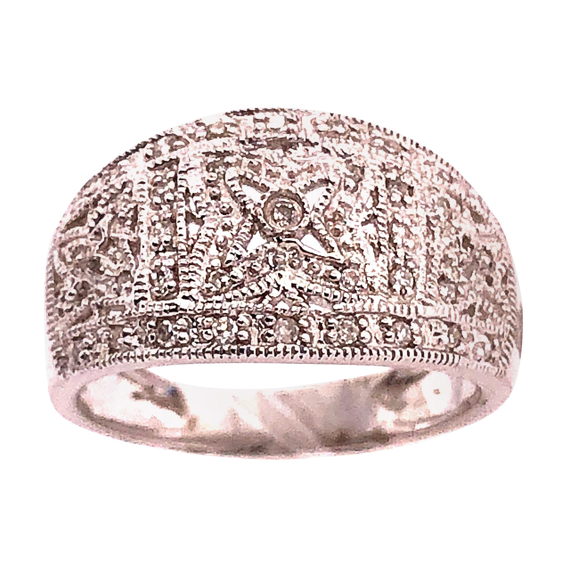 14 Karat White Gold Fashion Ring with Round Diamonds For Sale