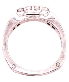 14 Karat White Gold Fashion Wedding Bridal Band Ring with Diamonds