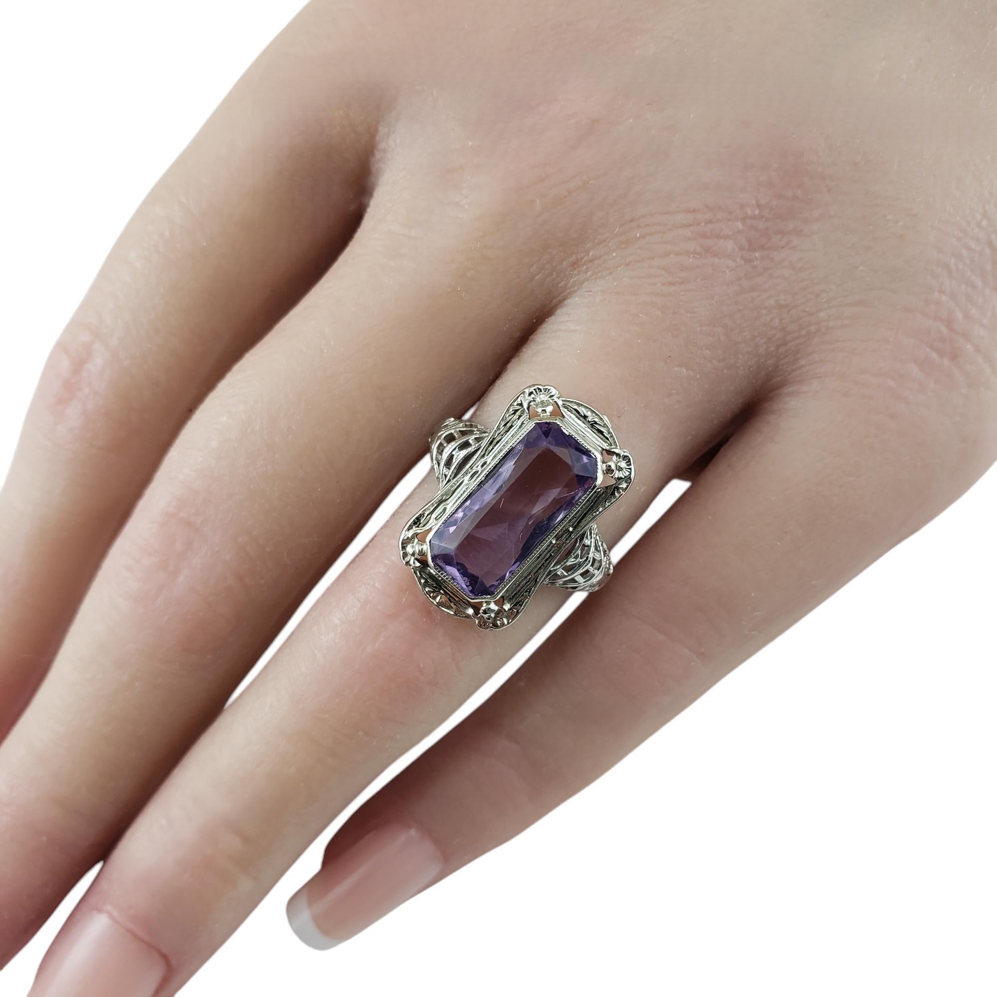 14 Karat White Gold Filigree and Amethyst Ring Size 7.25 #19754 For Sale 3