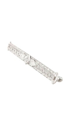 14 Karat White Gold Filigree and Diamond Bar Pin #14697