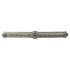 Antique 14 Karat White Gold Filigree and Diamond Bar Pin #14711