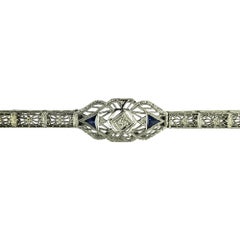 14 Karat White Gold Filigree and Diamond Bracelet #21868
