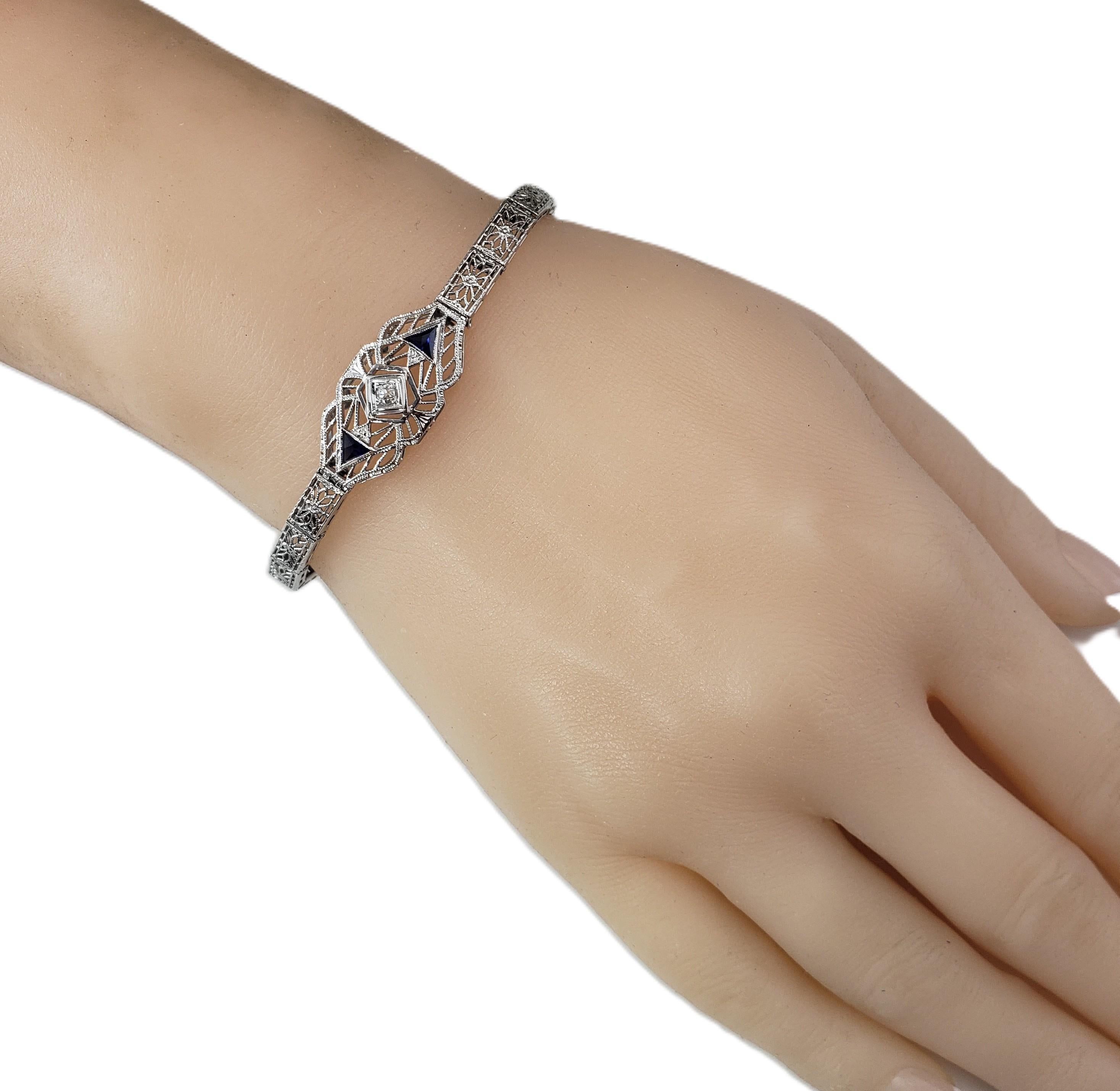 14 Karat White Gold Filigree and Diamond Bracelet #21868 in vendita 1