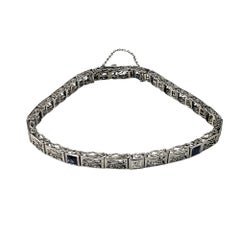 14 Karat White Gold Filigree and Diamond Bracelet #21889