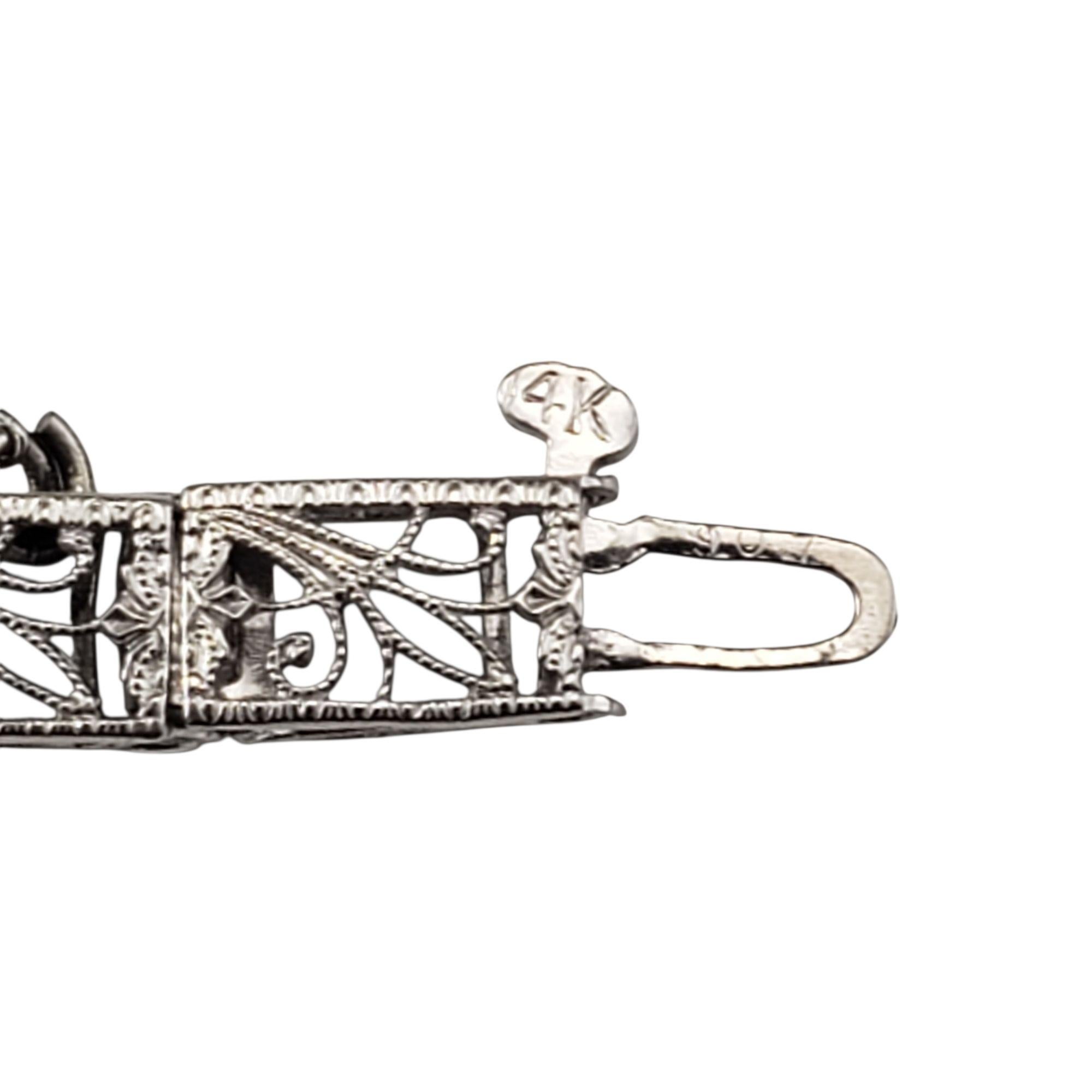 Donna 14 Karat White Gold Filigree and Diamond Bracelet #21889 in vendita