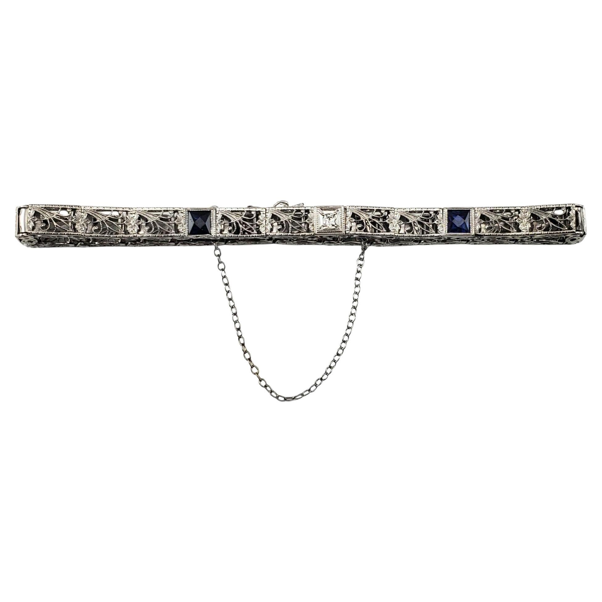14 Karat White Gold Filigree and Diamond Bracelet #21889
