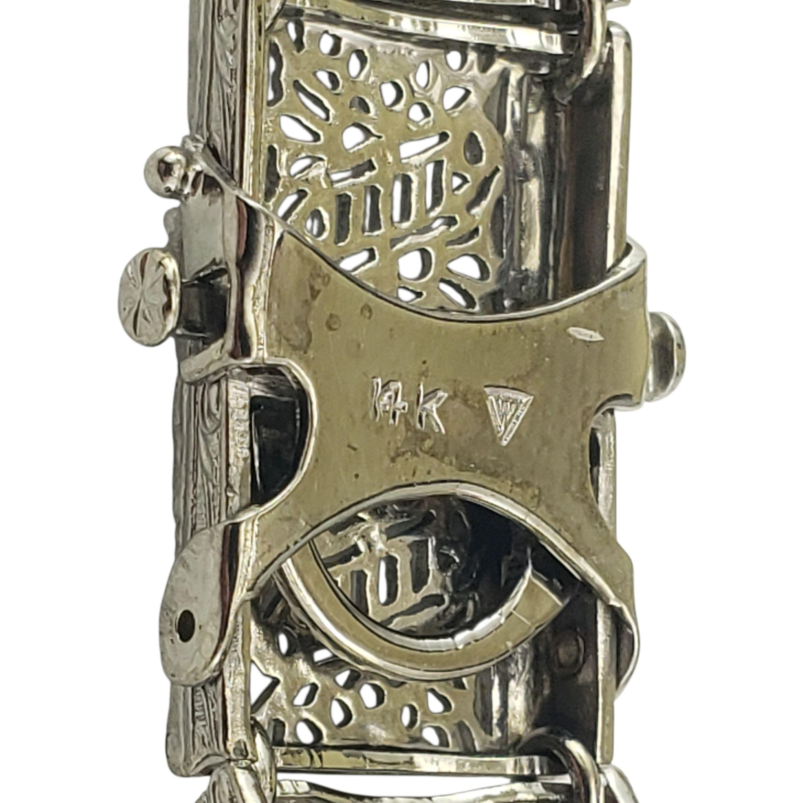 14 Karat White Gold Filigree and Diamond Bracelet #22268 In Good Condition For Sale In Washington Depot, CT
