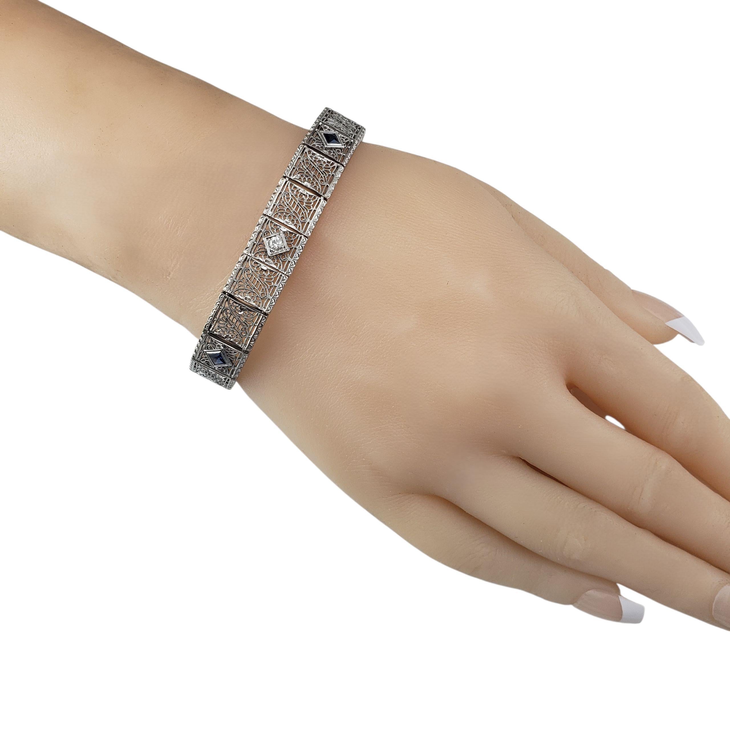 Women's 14 Karat White Gold Filigree and Diamond Bracelet #22268 For Sale