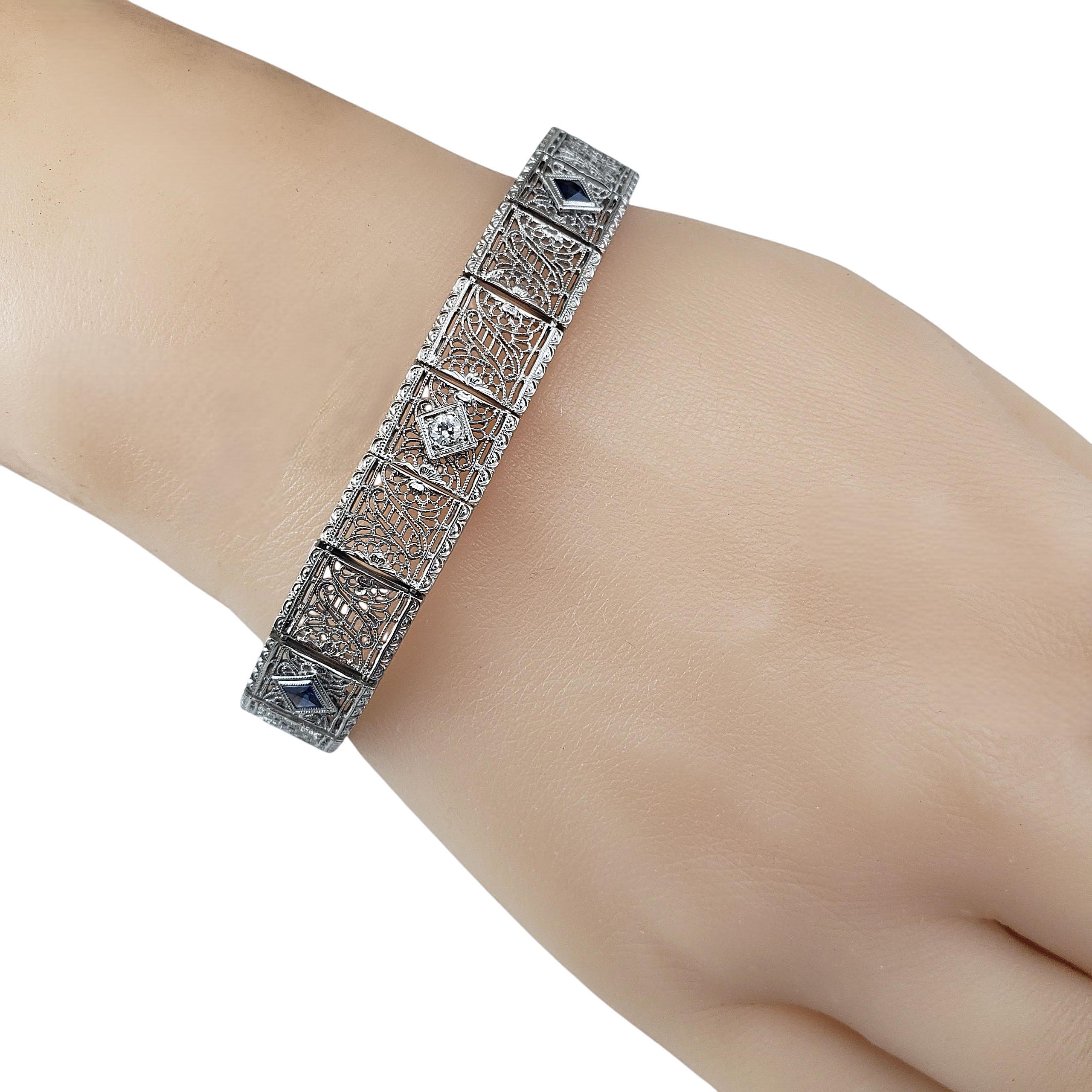 14 Karat White Gold Filigree and Diamond Bracelet #22268 For Sale 1