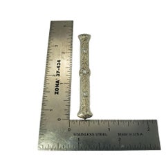 14 Karat White Gold Filigree and Diamond Brooch / Pin