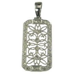 Pendentif filigrane en or blanc 14 carats et diamants n° 19458