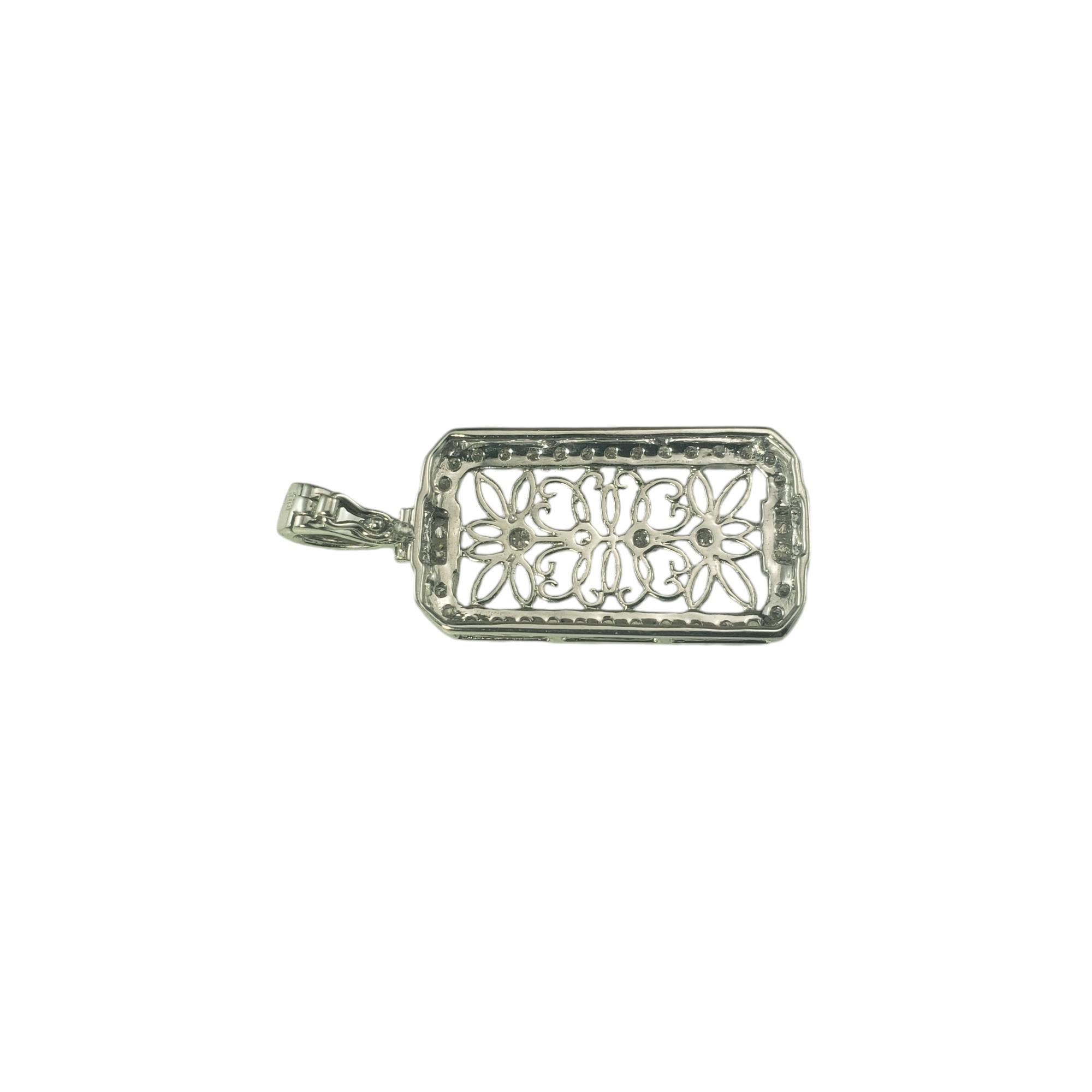 Donna Ciondolo in oro bianco 14 carati con filigrana e diamanti #19458 in vendita