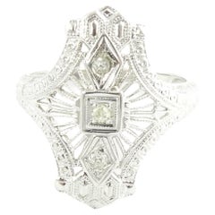 14 Karat White Gold Filigree and Diamond Ring