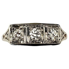 Anello in oro bianco 14 carati con filigrana e diamanti misura 7,25 #22209