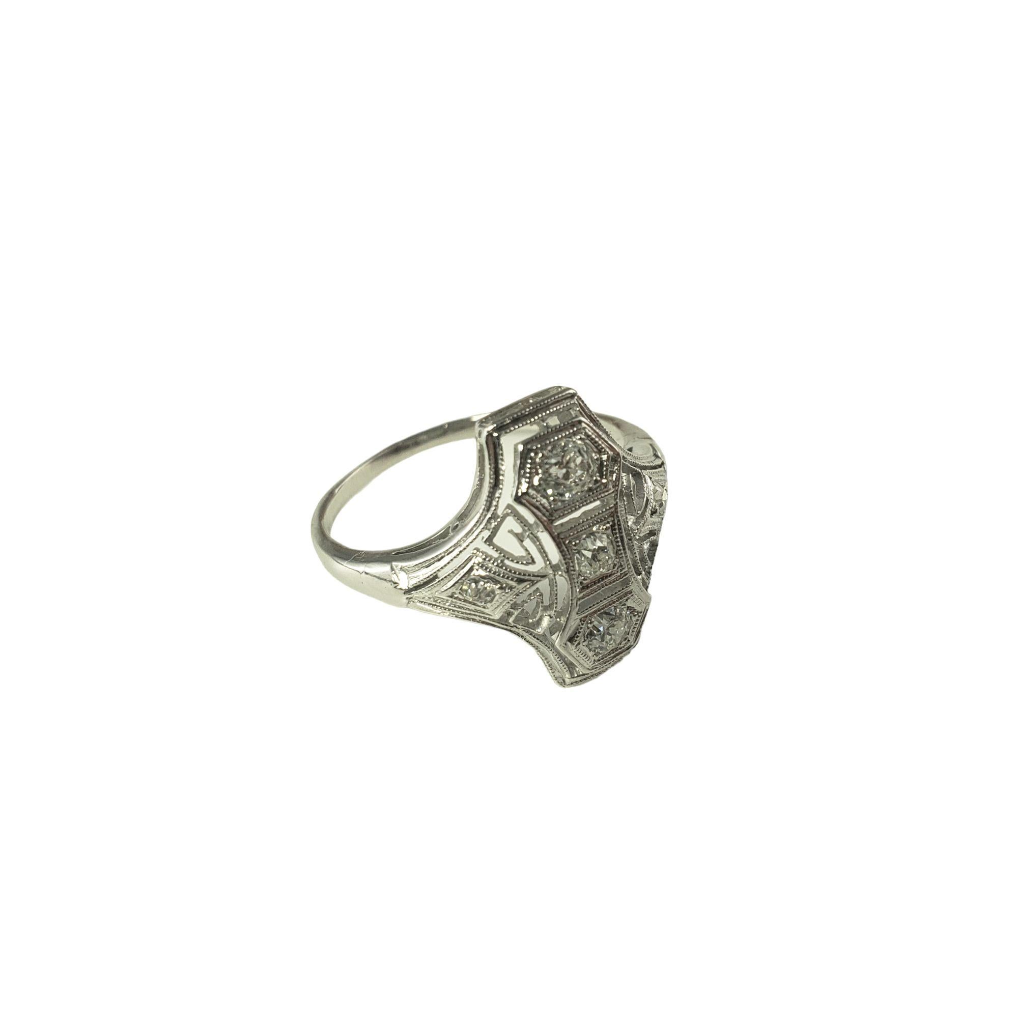 Old European Cut 14 Karat White Gold Filigree and Diamond Ring Size 7.5 #14743 For Sale