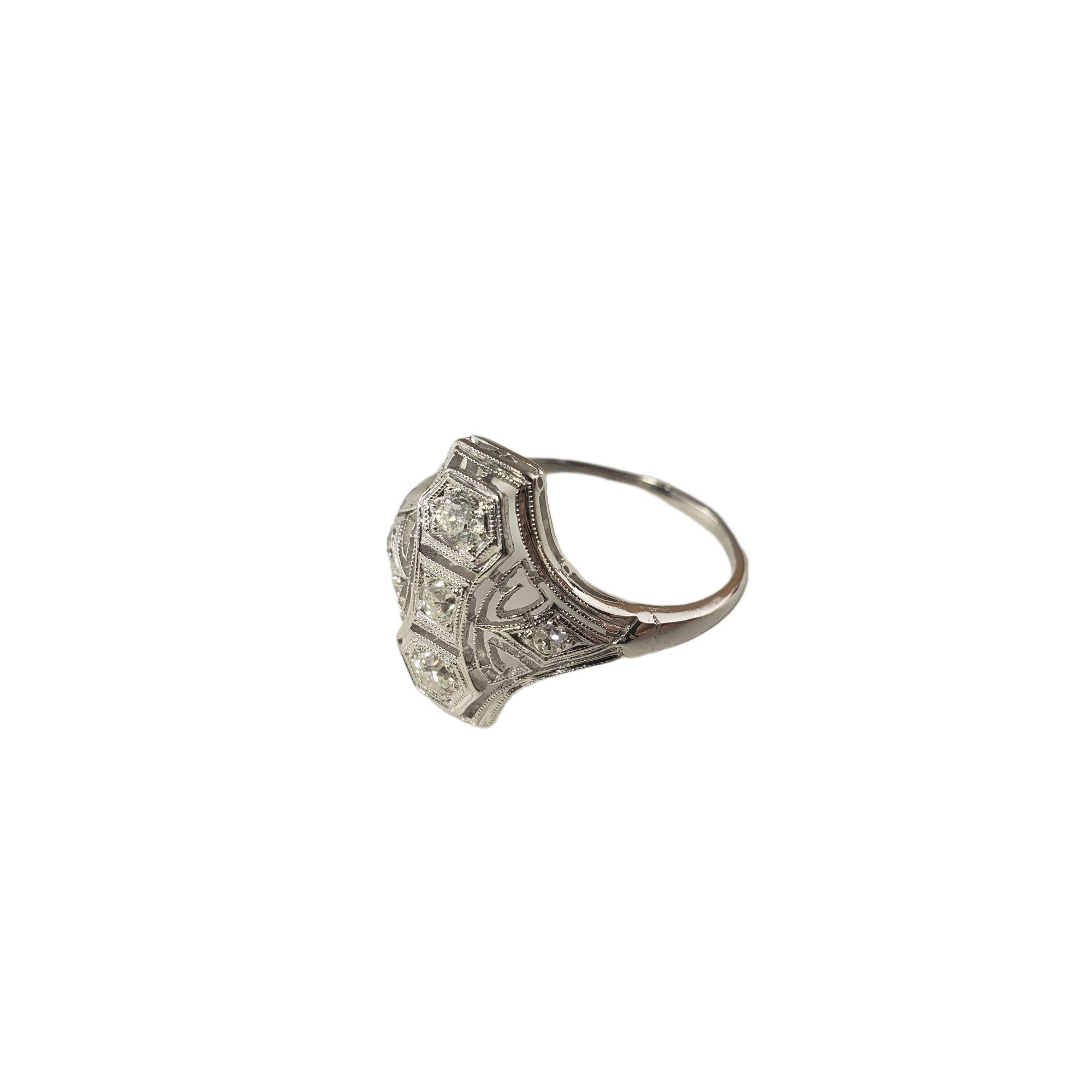 14 Karat White Gold Filigree and Diamond Ring Size 7.5 #14743 In Good Condition For Sale In Washington Depot, CT