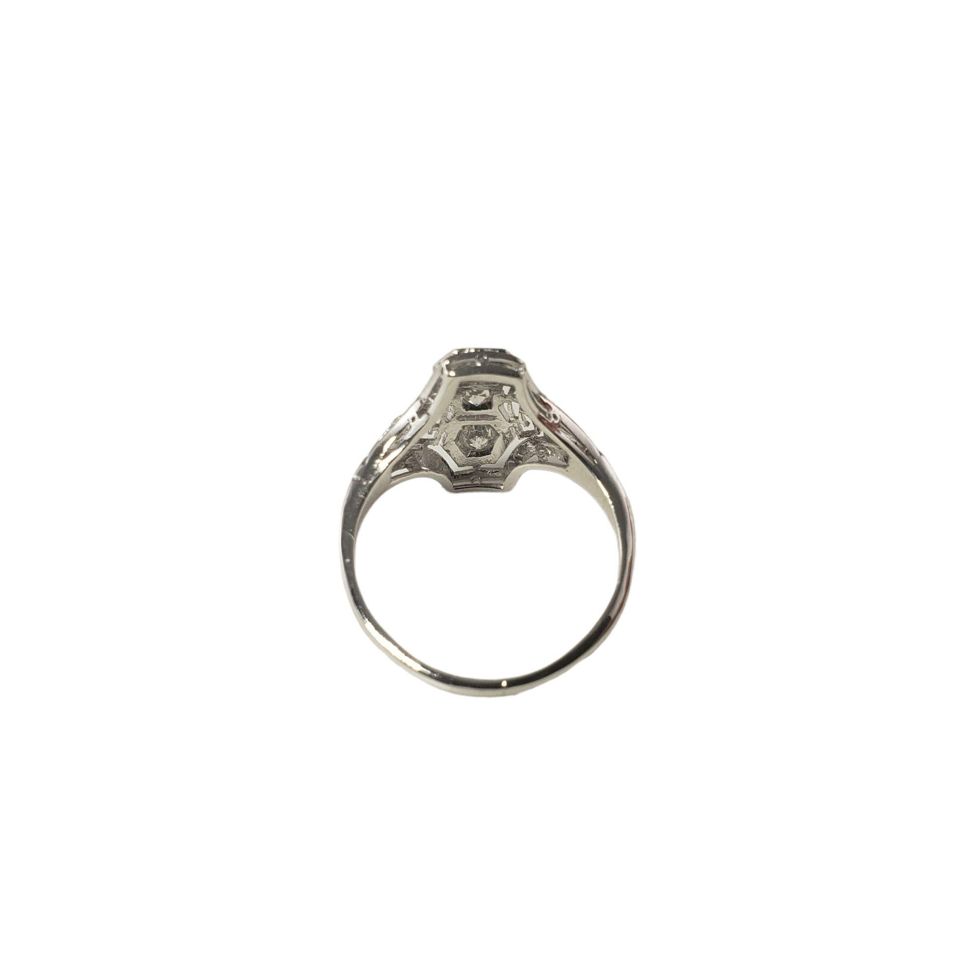 Women's 14 Karat White Gold Filigree and Diamond Ring Size 7.5 #14743 For Sale