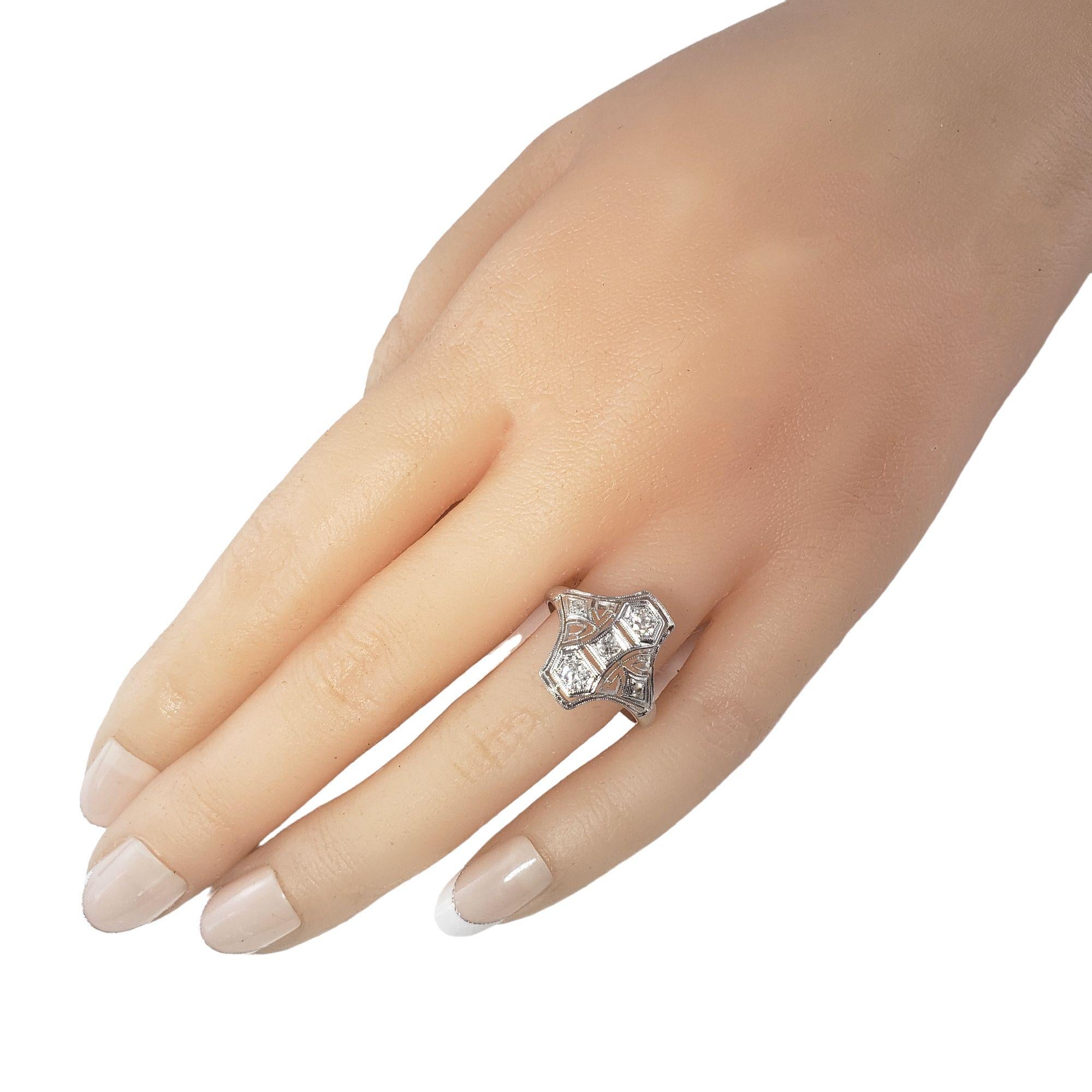 14 Karat White Gold Filigree and Diamond Ring Size 7.5 #14743 For Sale 1
