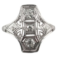 Anello in oro bianco 14 carati con filigrana e diamanti misura 7,5 #14743