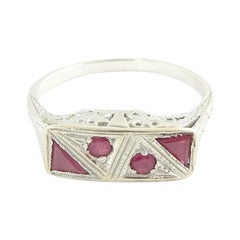 14 Karat White Gold Filigree and Ruby Ring