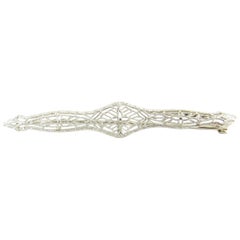 14 Karat White Gold Filigree Bar Pin