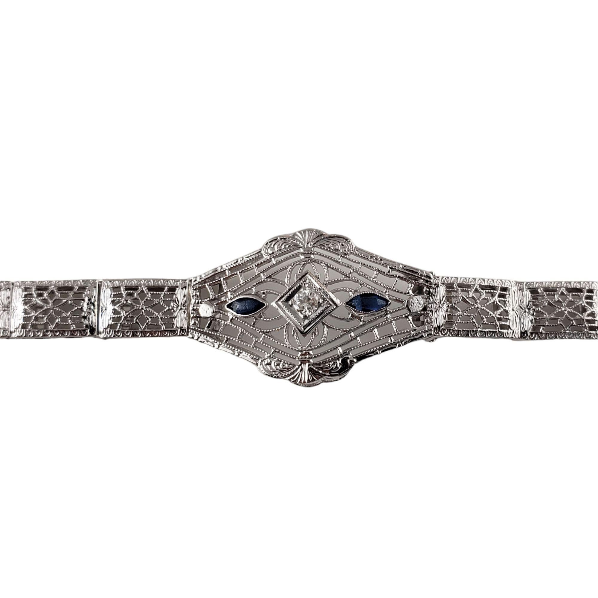 14 Karat White Gold Filigree Diamond Bracelet In Good Condition For Sale In Washington Depot, CT