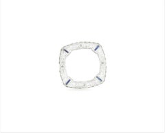 14 Karat White Gold Filigree, Diamond Synthetic Sapphire Brooch / Pin