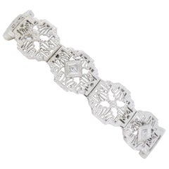 14 Karat White Gold Filigree Diamond Bracelet