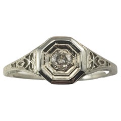 14 Karat White Gold Filigree Diamond Ring