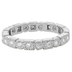 14 Karat White Gold Filigree Multi Shape Diamond Band