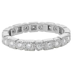 14 Karat White Gold Filigree Multi Shape Diamond Band