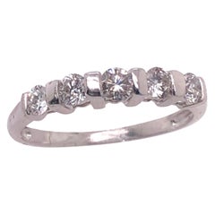 Used 14 Karat White Gold Five Diamond Wedding Band Bridal Anniversary Ring
