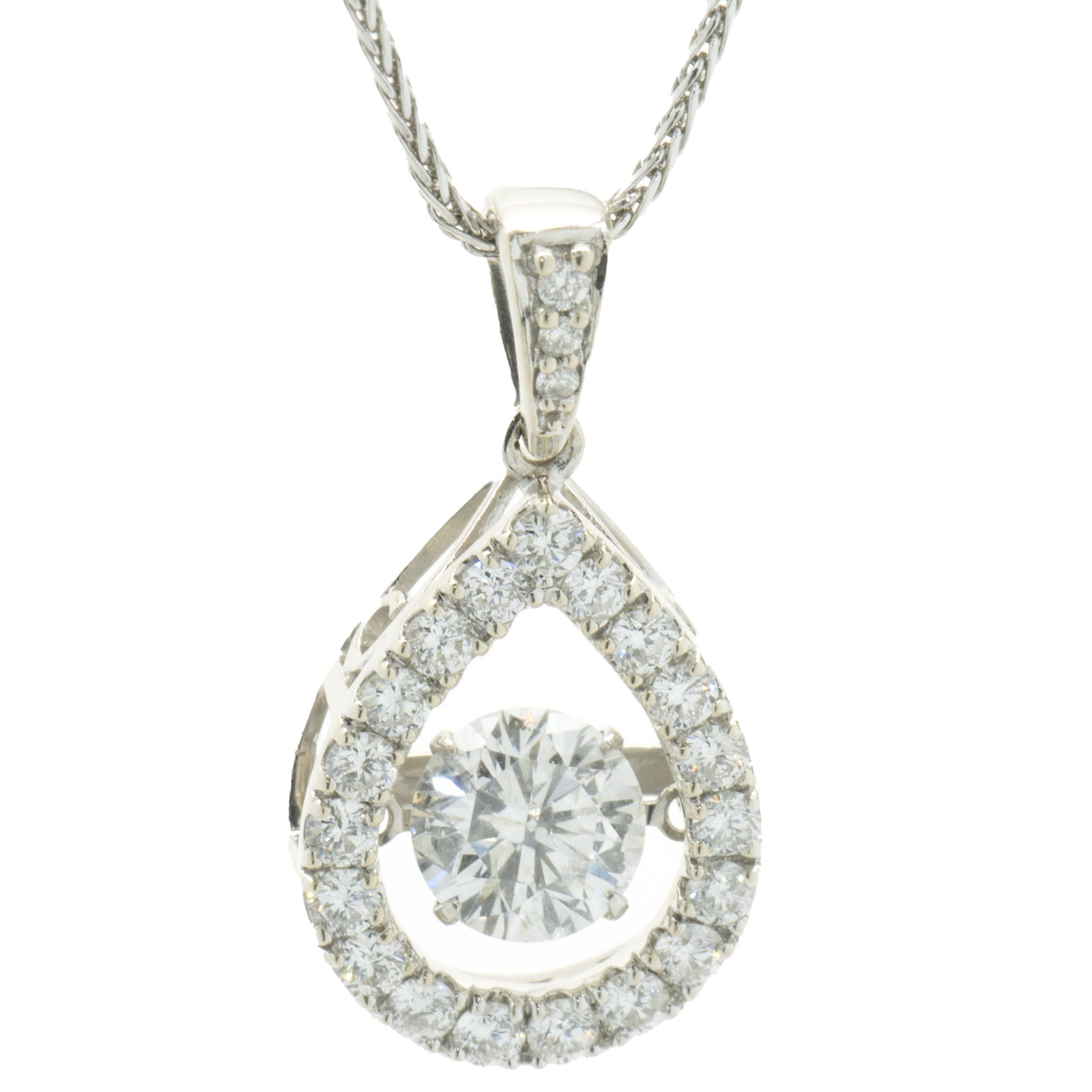 Designer: custom design
Material: 14K white gold
Diamond: 23 round brilliant cut = 1.64cttw
Color: H/I
Clarity: SI2-I1
Dimensions: necklace measures 18-inches in length 
Weight: 5.00 grams