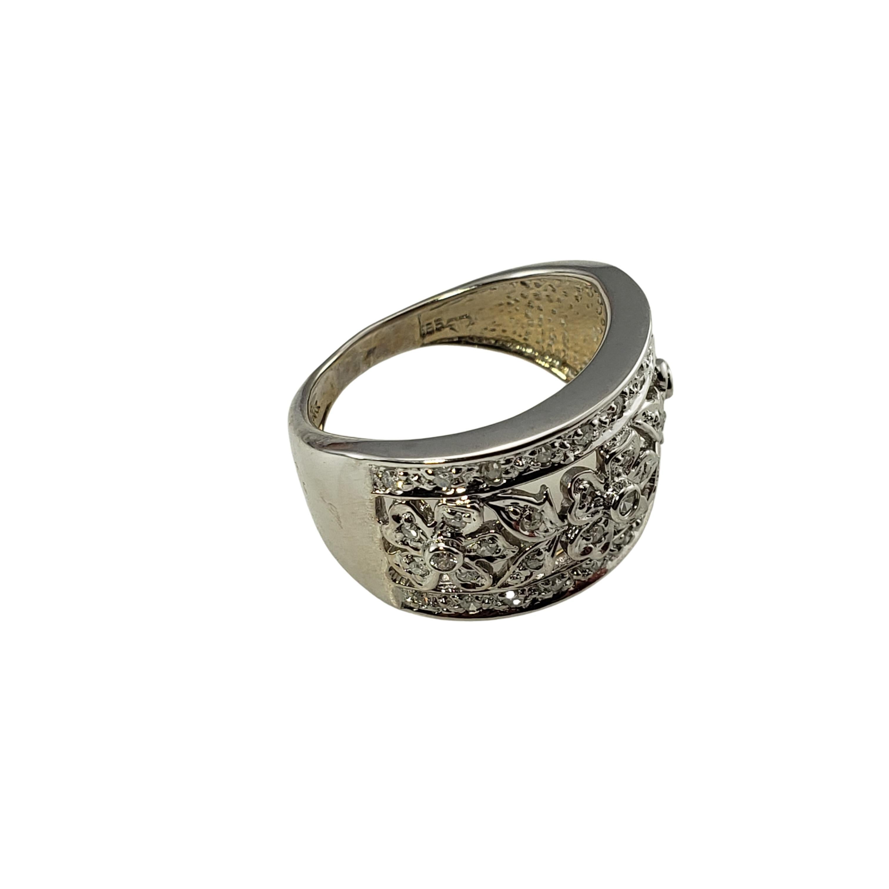Single Cut 14 Karat White Gold Floral Diamond Band Ring For Sale