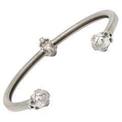 14 Karat White Gold Floral Skull Cuff Bracelet