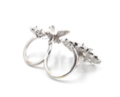 14 Karat White Gold Flower and Bee Ring