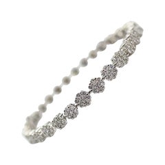 14 Karat White Gold Flower Diamond Tennis Bracelet 5.01 Carat Total Weight