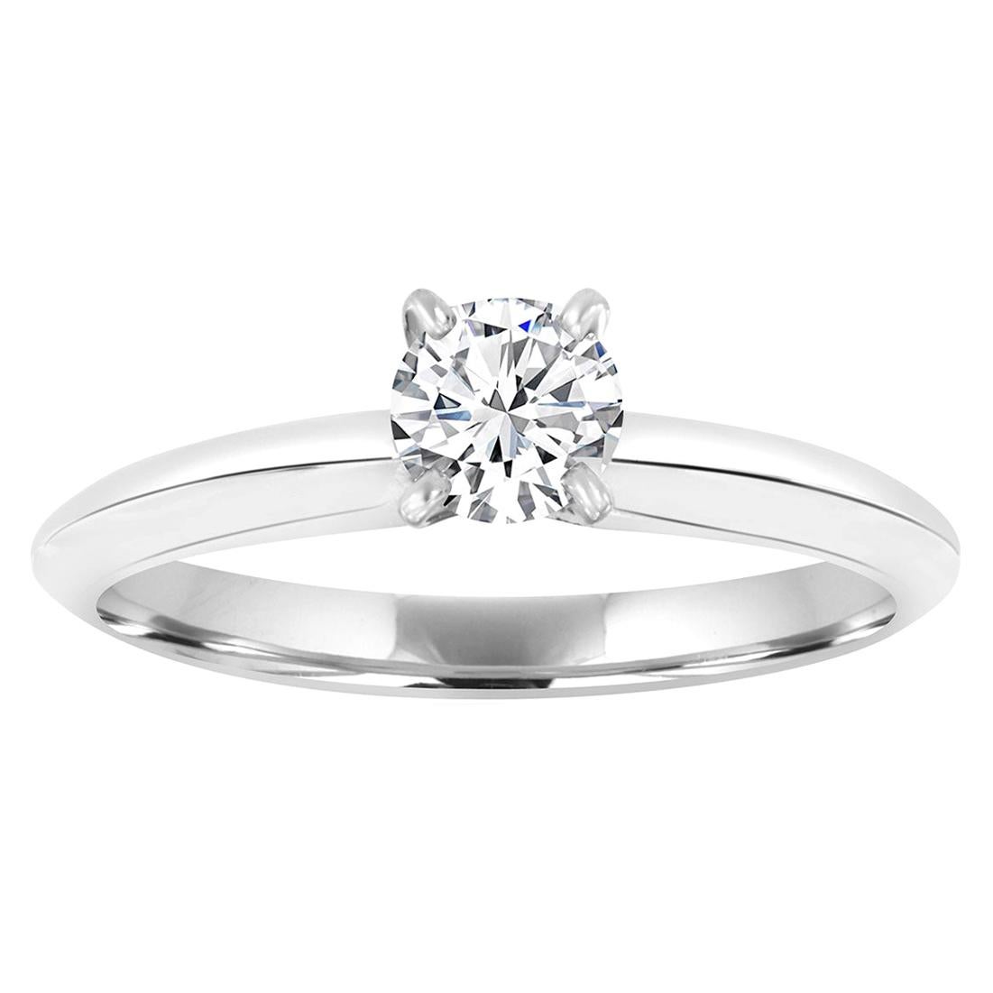 14 Karat White Gold Four Prong Solitaire Diamond Ring 'Center-0.37 Carat'