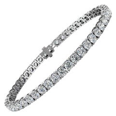 14 Karat White Gold Four Prongs Diamond Tennis Bracelet '7 Carat'