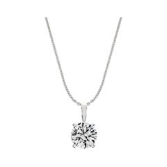 14 Karat White Gold Four Prongs Natural Diamond Pendant '1 1/2 Carat'