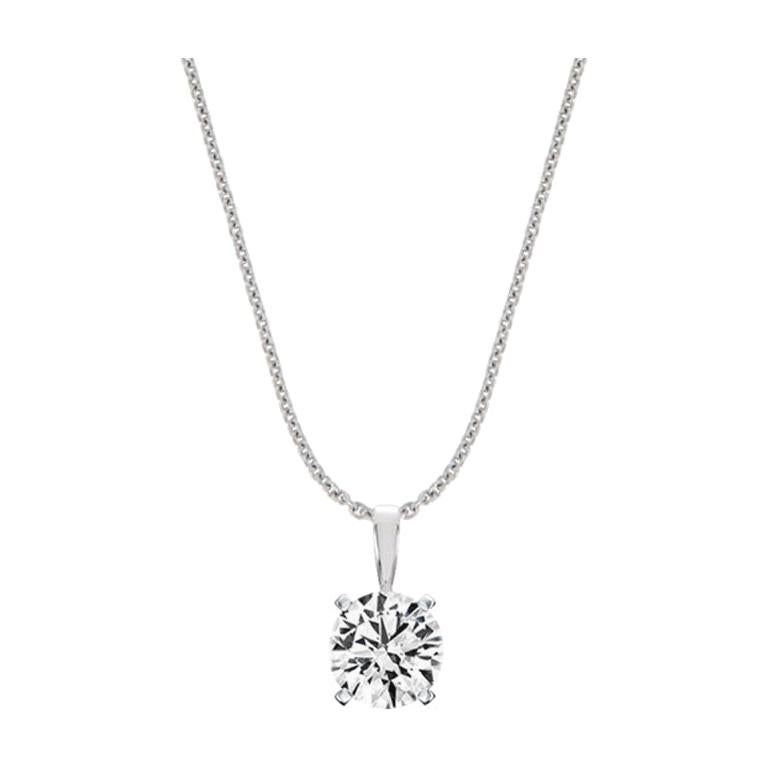 14 Karat White Gold Four Prongs Natural Diamond Pendant '1/2 Carat' For Sale