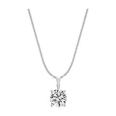 14 Karat White Gold Four Prongs Natural Diamond Pendant '1/2 Carat'