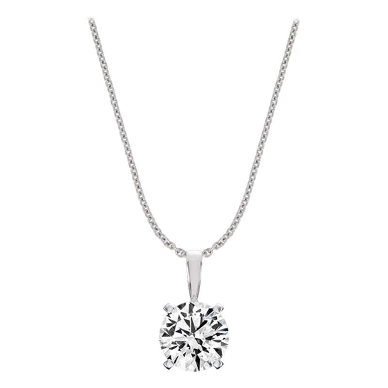 14 Karat White Gold Four Prongs Natural Diamond Pendant '1 Carat' For Sale