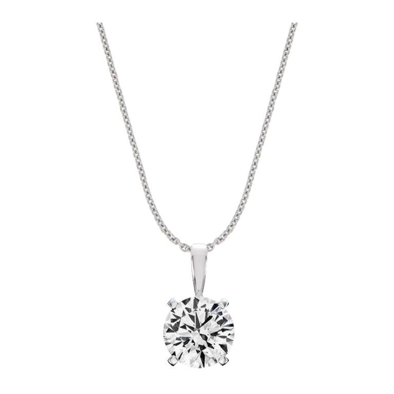 14 Karat White Gold Four Prongs Natural Diamond Pendant '2 Carat' For Sale