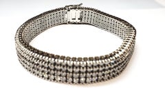 14 Karat White Gold Four-Row Diamond Bracelet 304 Round Diamonds 15 Carat