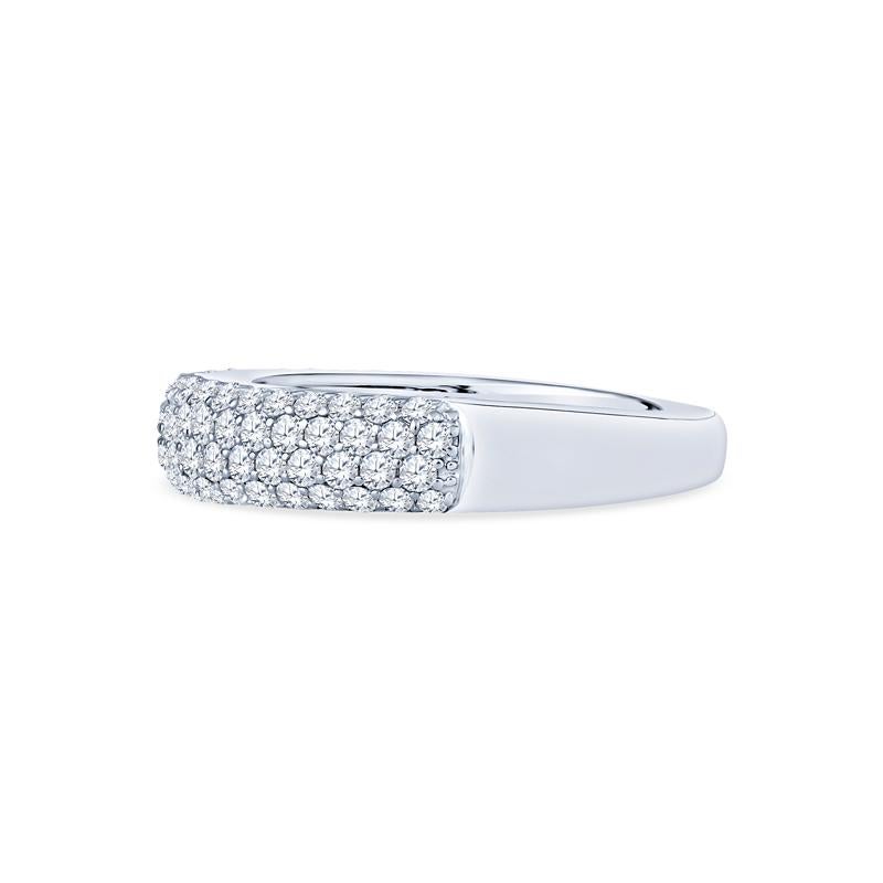 This elegant 14 karat white gold wedding band features a dazzling array of pave-set diamonds totaling 0.50 carats. Perfectly designed for women, it offers a sophisticated touch. It is a size 7.5 but can be resized upon request.