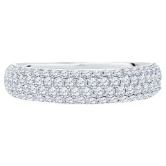 14 Karat White Gold Four Row Pave Set Diamond Wedding Band